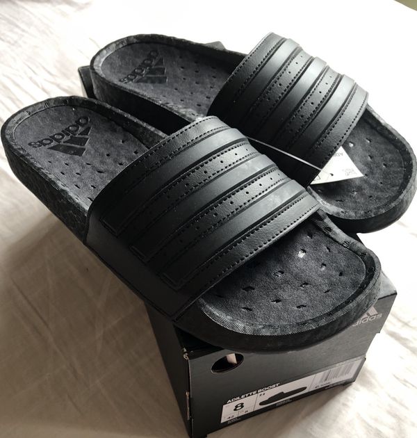 Adidas adilette boost triple hot sale black