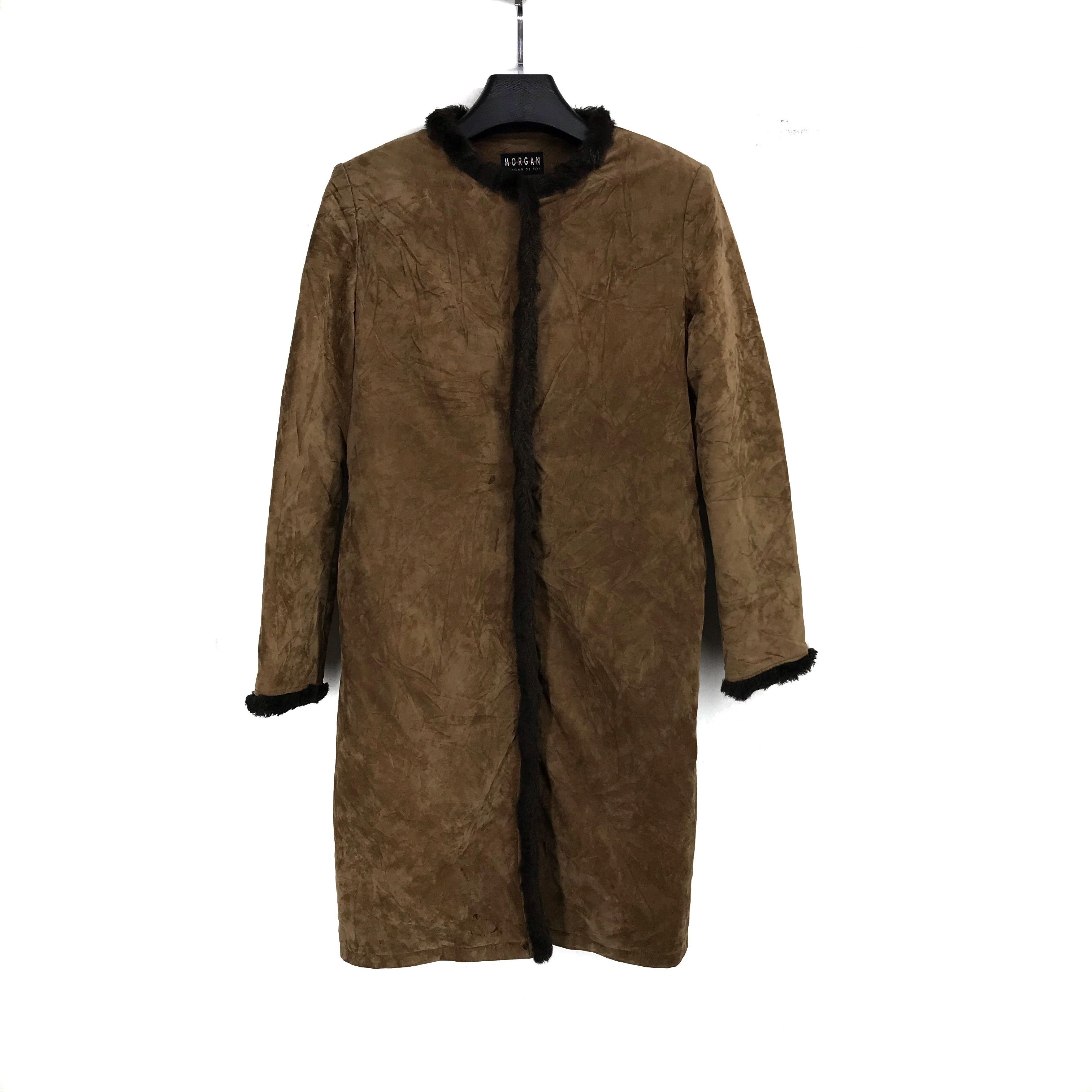 Morgan De Toi Morgan De Toi Fur Suede Overcoat Long Jacket #1874-19 Size M / US 6-8 / IT 42-44 - 1 Thumbnail