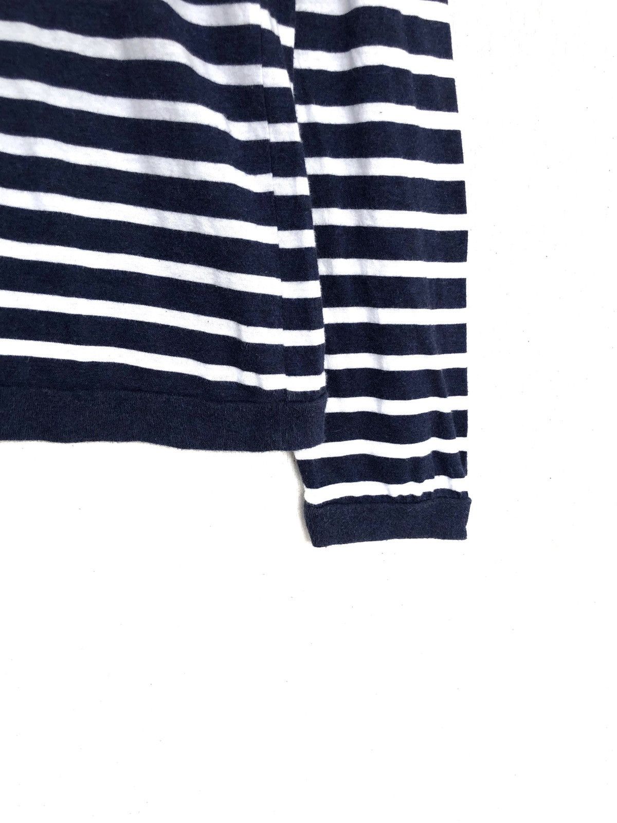 Indigo Marka 🇯🇵 Indigo Chest Patch Striped Sweatshirt Size US M / EU 48-50 / 2 - 3 Thumbnail
