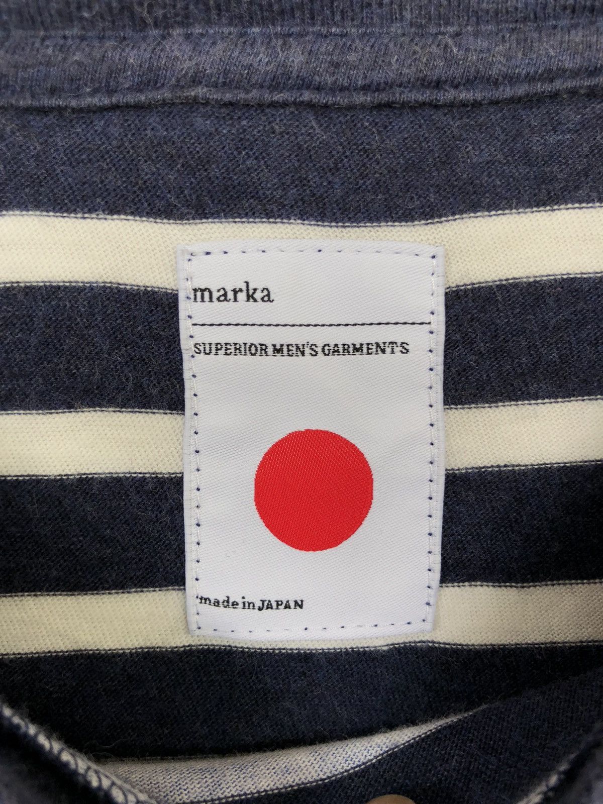 Indigo Marka 🇯🇵 Indigo Chest Patch Striped Sweatshirt Size US M / EU 48-50 / 2 - 5 Thumbnail