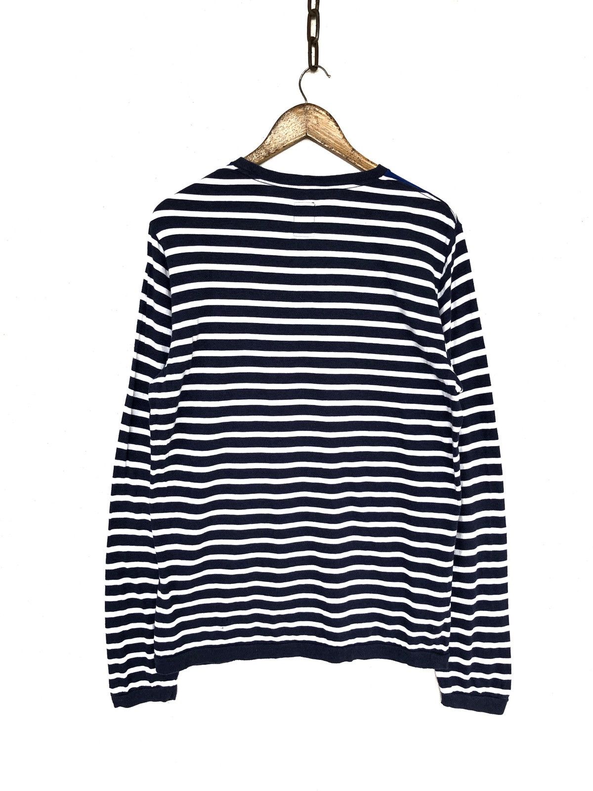 Indigo Marka 🇯🇵 Indigo Chest Patch Striped Sweatshirt Size US M / EU 48-50 / 2 - 4 Thumbnail