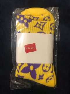 Imran Potato - Yellow/Purple 'LV' Logo Knit Socks – eluXive