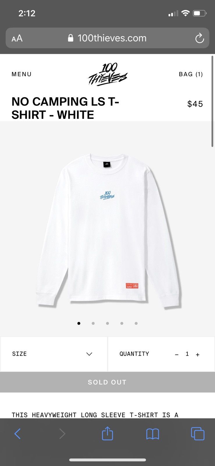 100 thieves No shops camping LS tee