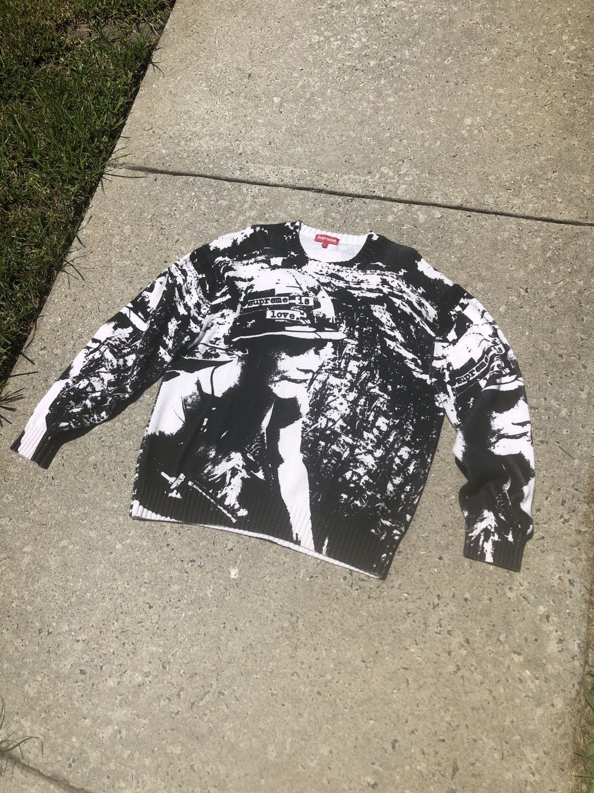 Supreme × Vintage Supreme Love Is War Knit Sweater | Grailed