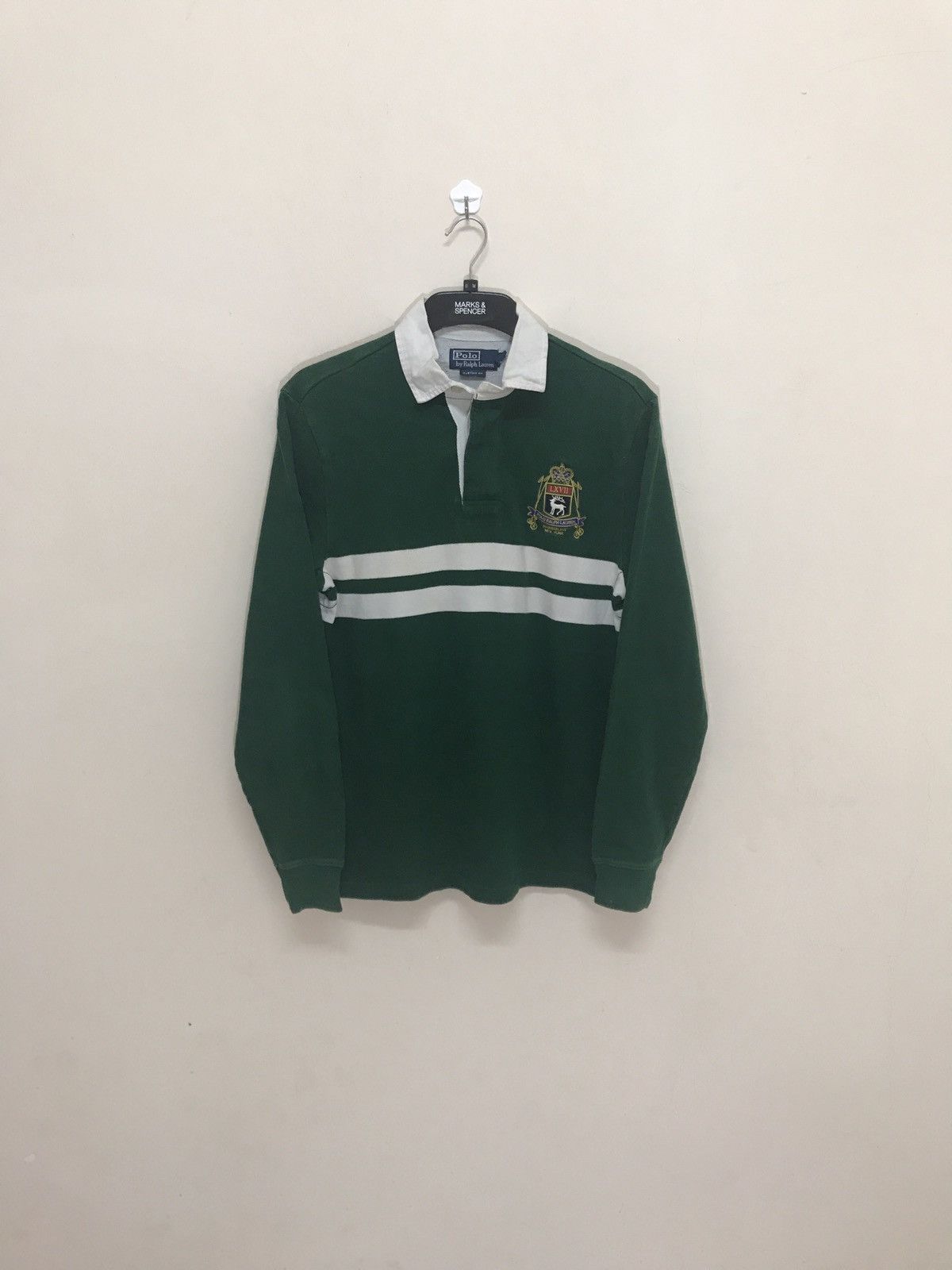 Polo Ralph Lauren VINTAGE POLO RUGBY SHIRT GREEN MADISON AVE NEW YORK Size US S / EU 44-46 / 1 - 1 Thumbnail