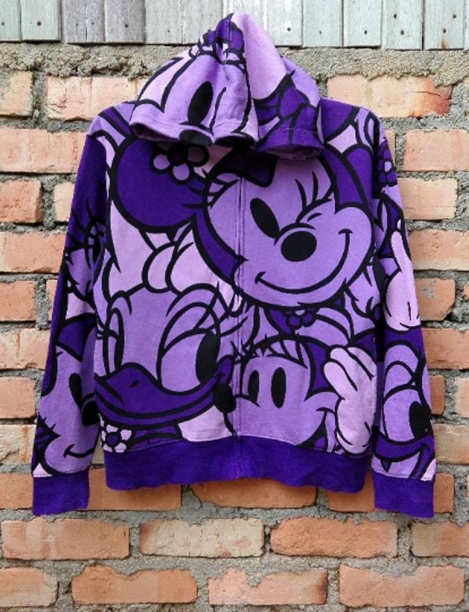 Vintage Mickey Mouse Sweatshirt Hoodie All Over Print Medium Size | Grailed