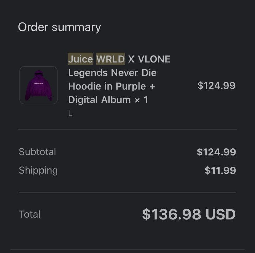 Vlone Juice WRLD X VLONE “Legends Never Die” Purple Hoodie Size L Size US L / EU 52-54 / 3 - 3 Preview