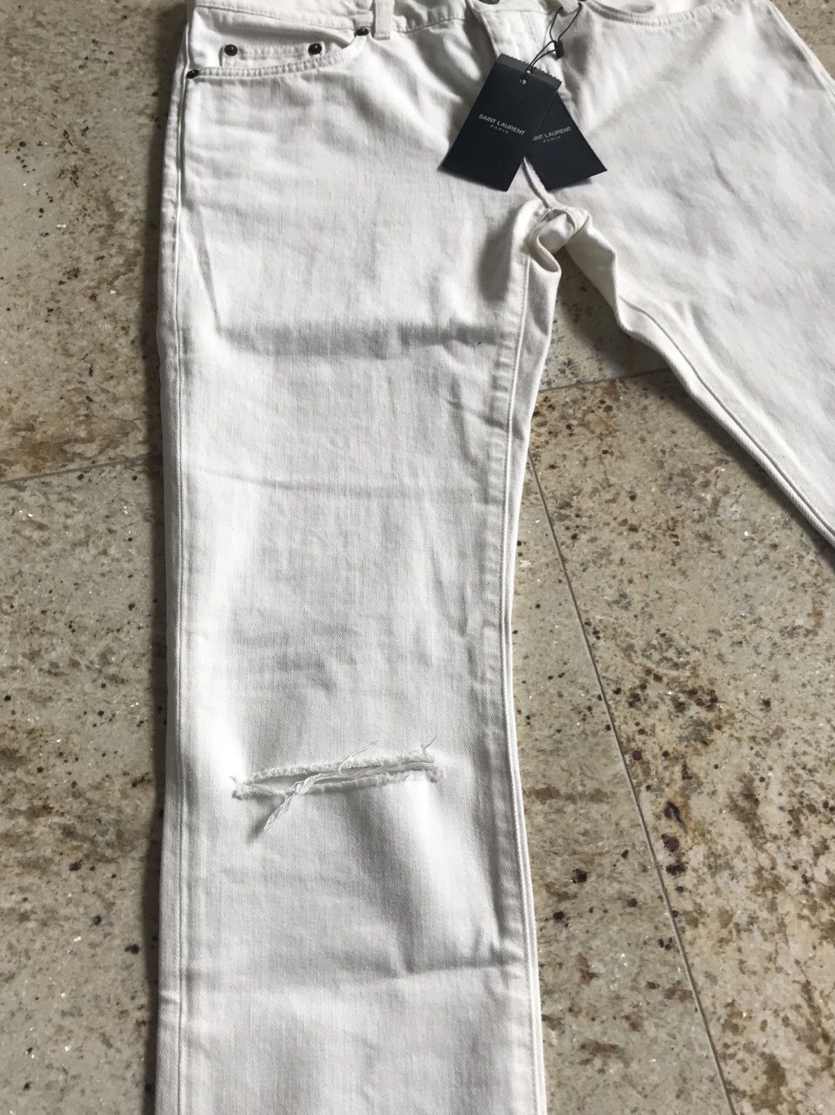 Saint Laurent Paris D02 White Destroyed Knees Size US 32 / EU 48 - 12 Thumbnail