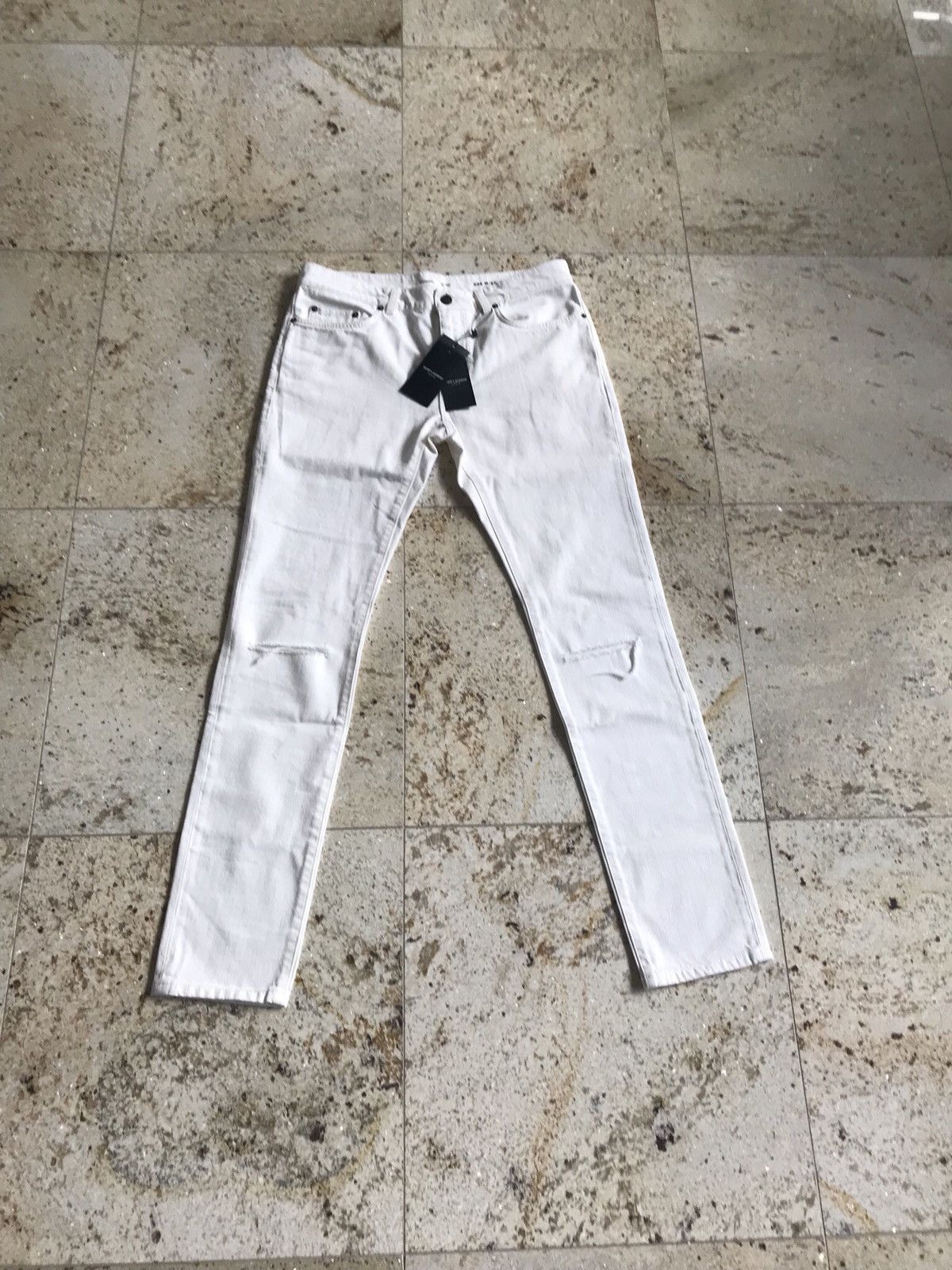 Saint Laurent Paris D02 White Destroyed Knees Size US 32 / EU 48 - 1 Thumbnail