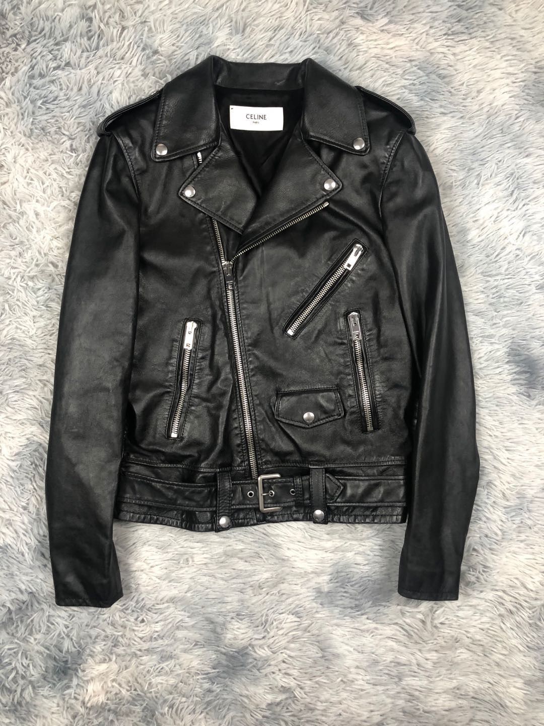 Celine Hedi Slimane 19SS Collabo Classic Washed Leather Biker Jacket full size Grailed