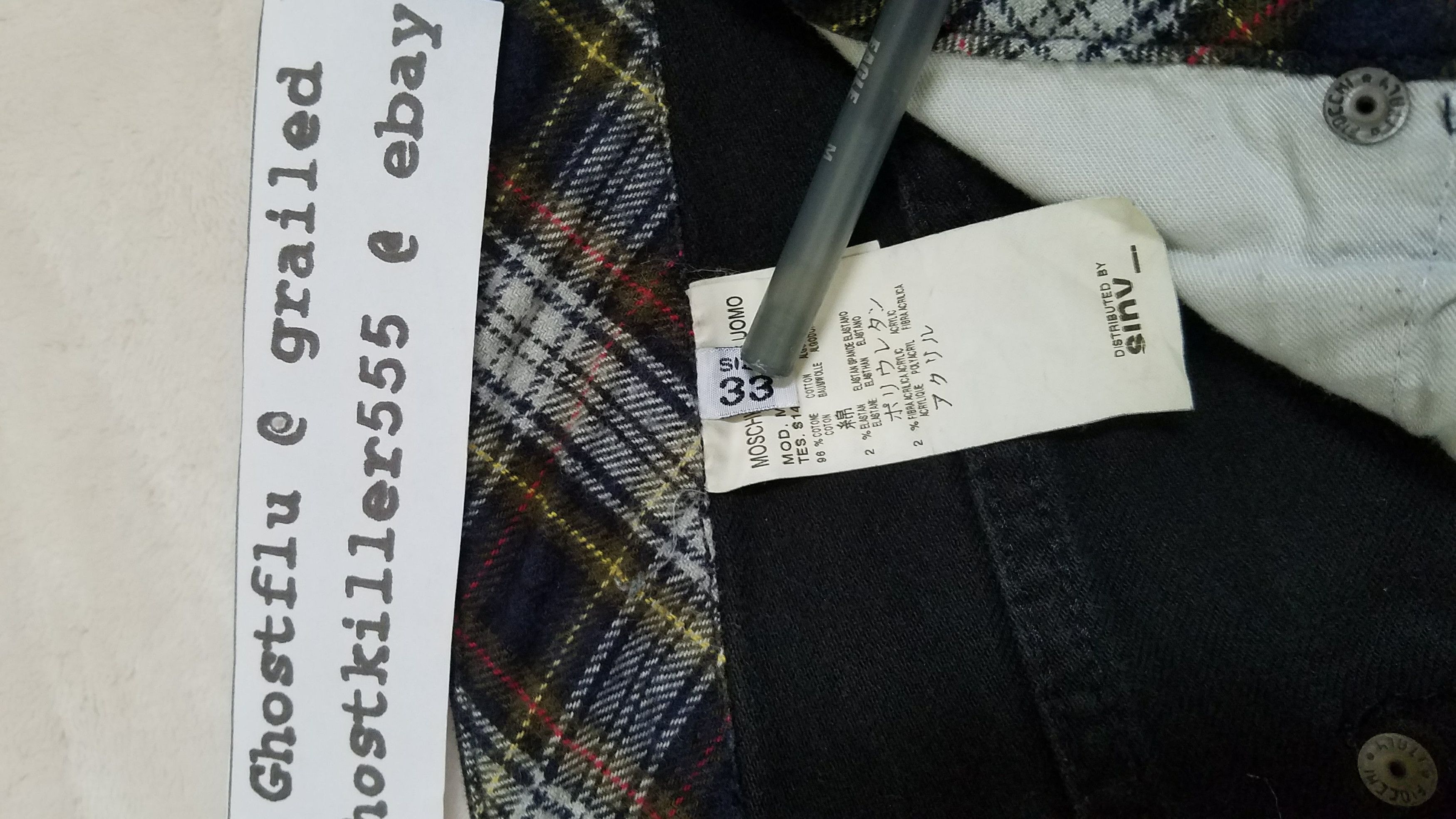 Moschino Black Demin Jeans England Slim Cut Size 33 Made in Italy