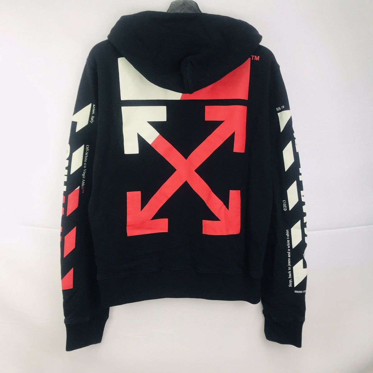 Off-White c/o Virgil Abloh Airport Tape Print Hoodie in Red for Men