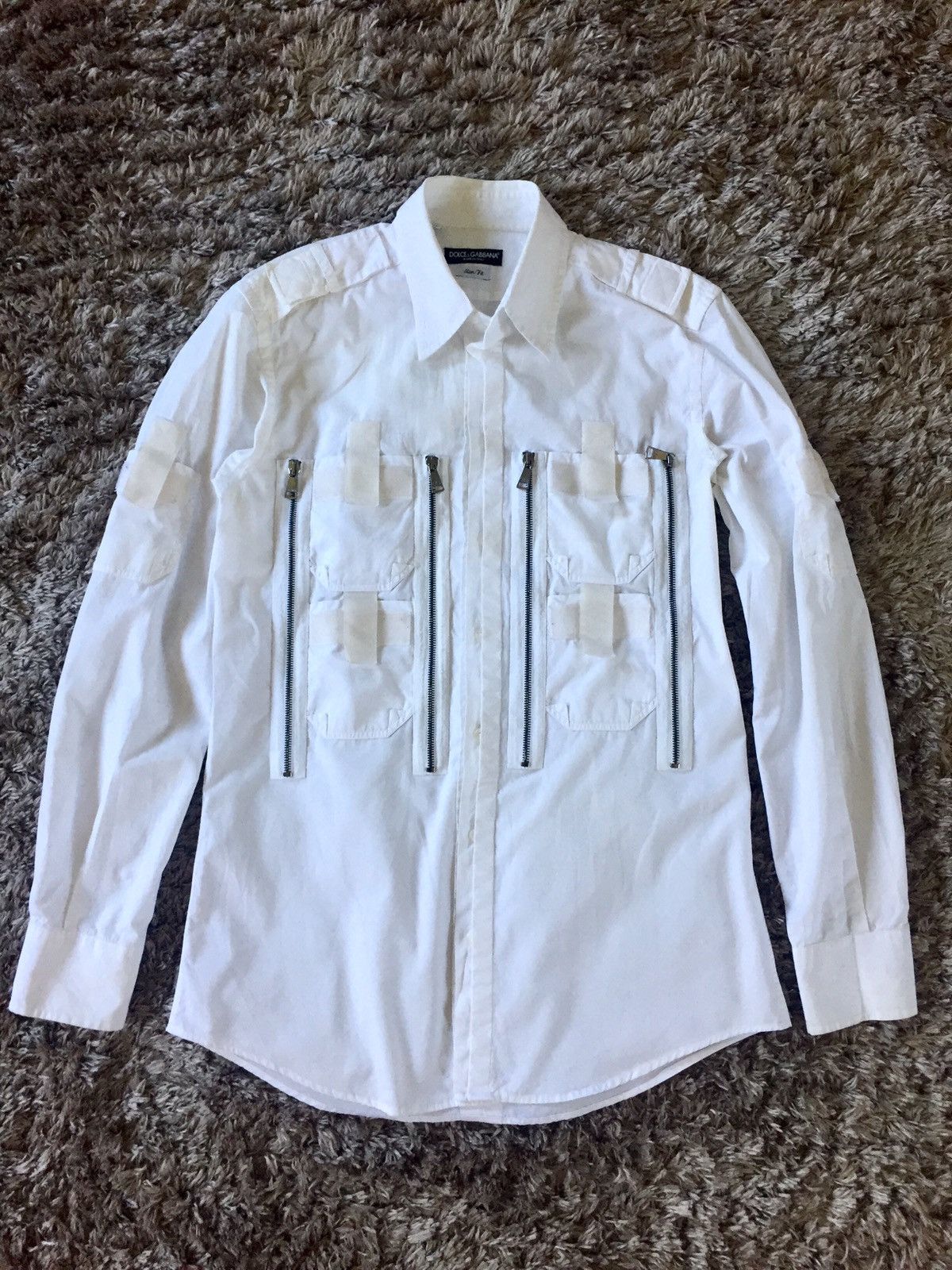 image of Dolce Gabbana Ss 2008 Parachute Shirt in White, Men's (Size Large)