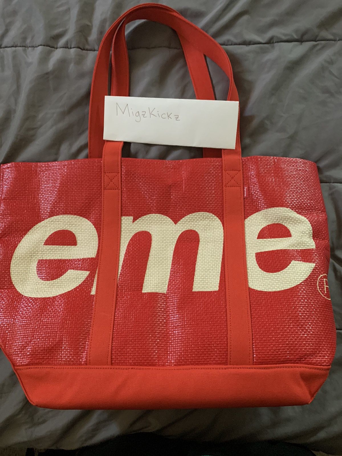 Supreme Raffia Tote Red