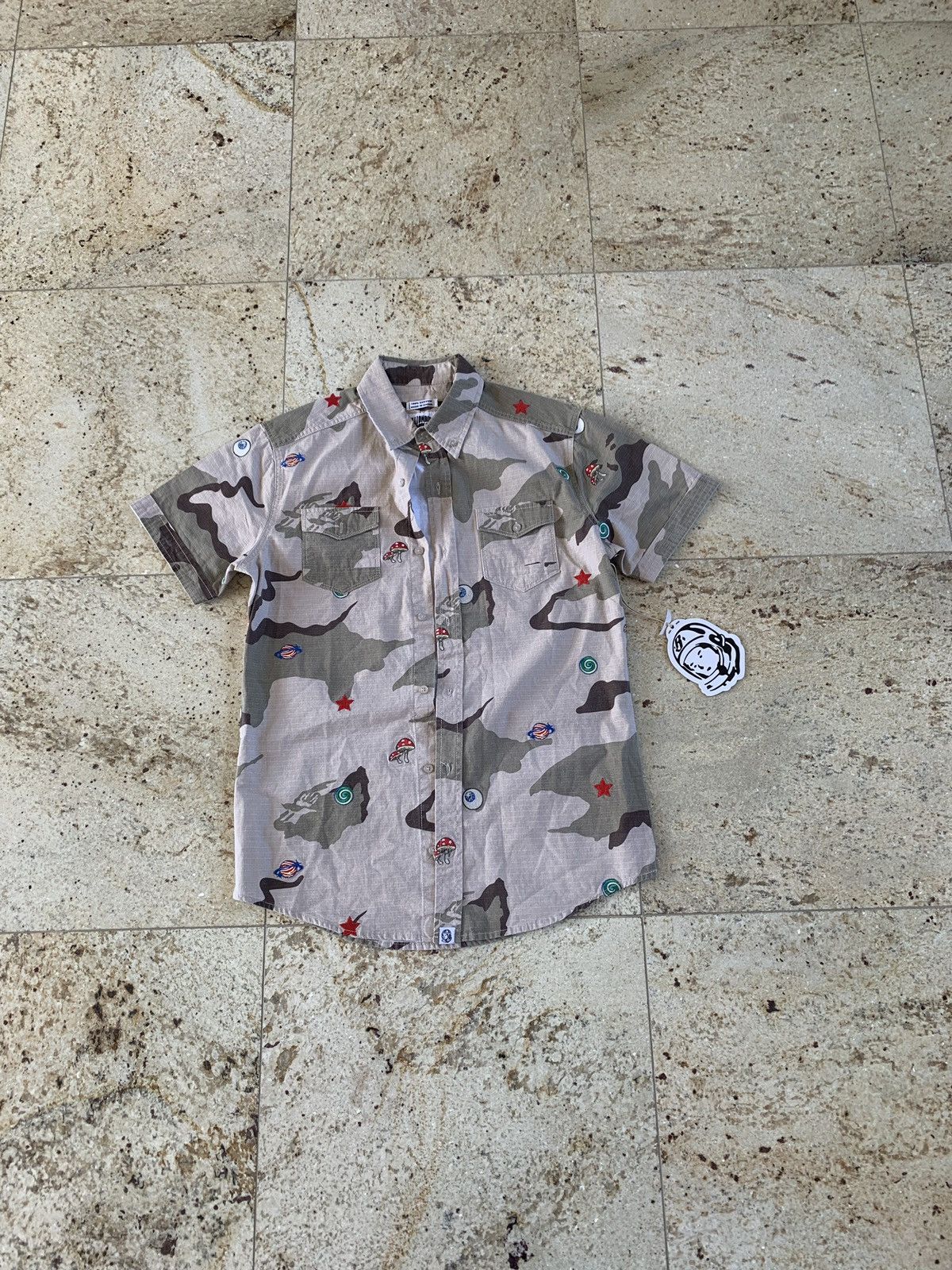 image of Billionaire Boys Club Bb All Seeing Woven Smoke Grey Button Up Ss, Men's (Size Small)