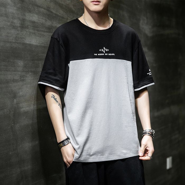 Vintage Black and gray patchwork T shirt | Grailed