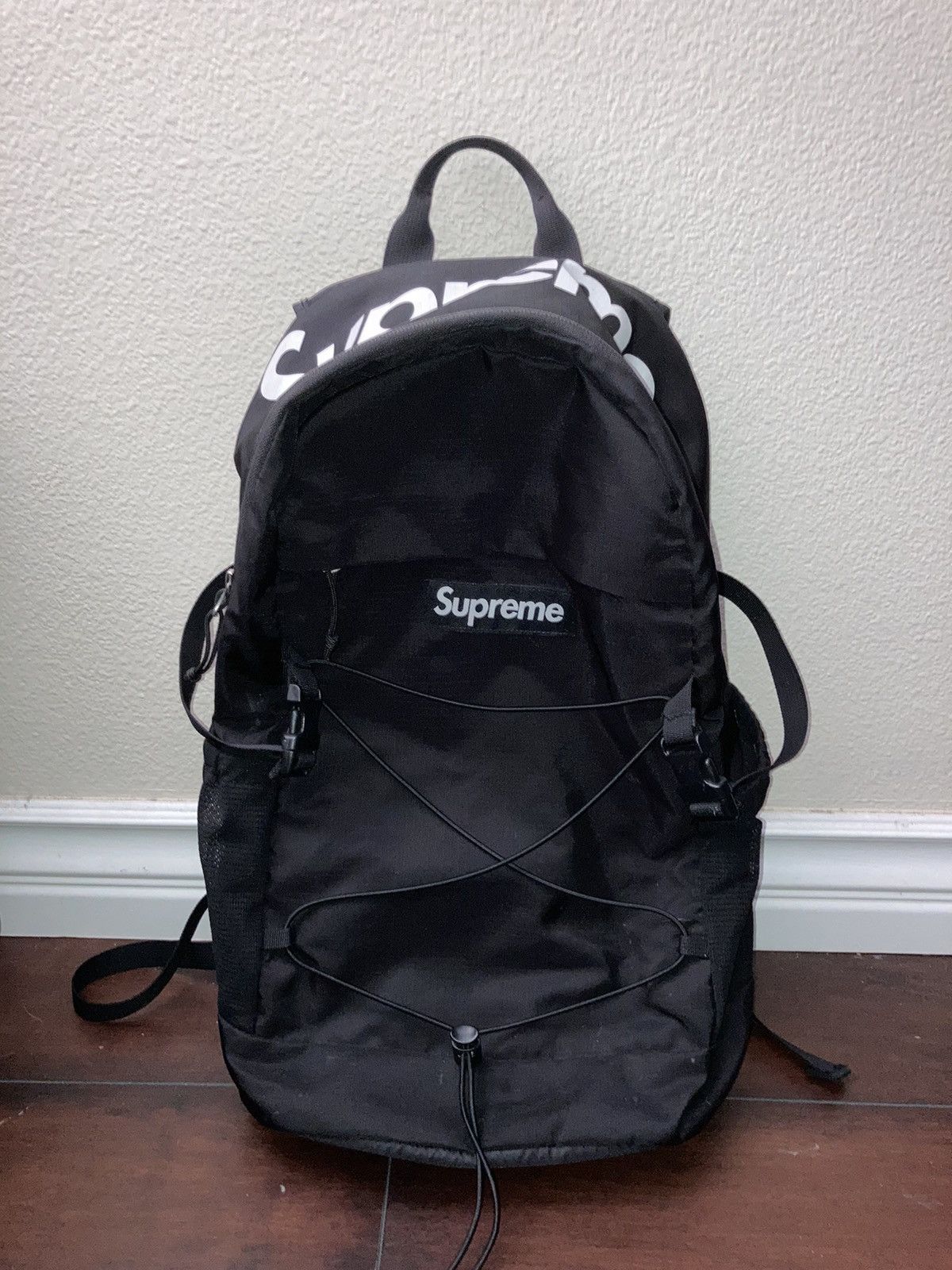 2016 SS16 SUPREME 210 DENIER CORDURA BOX LOGO BACKPACK RED WHITE