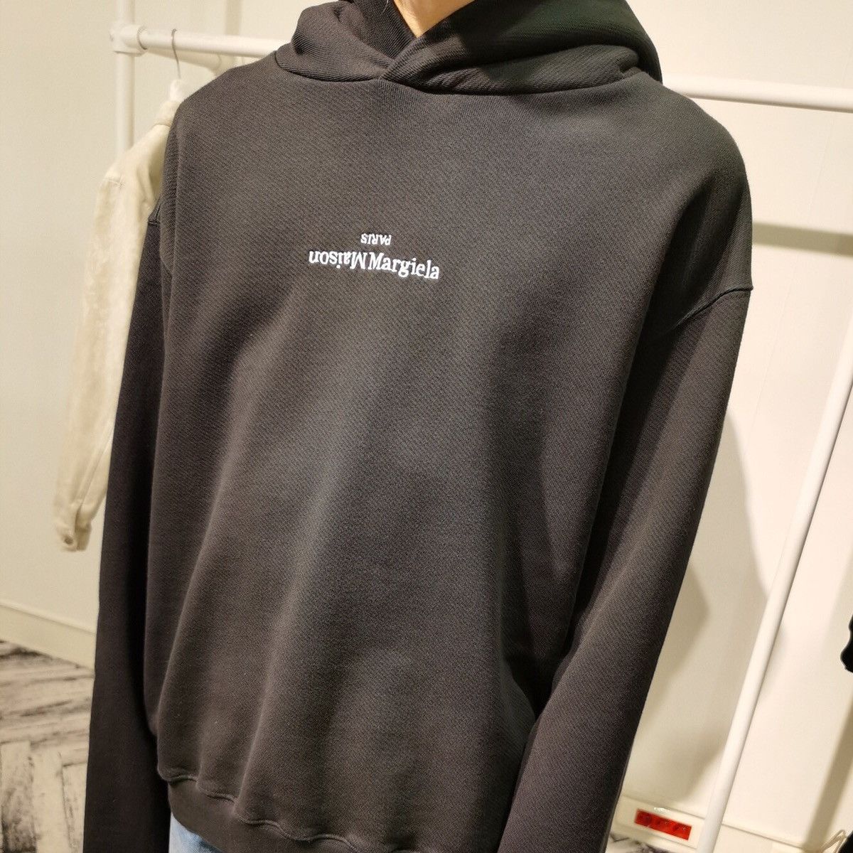 Maison Margiela Upside Down Logo Oversize Sweatshirt In Pale Green