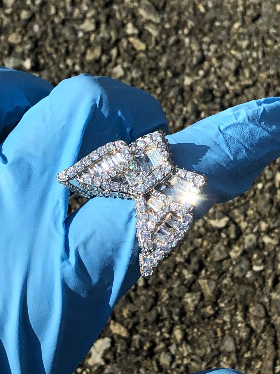 Baguette Diamond Butterfly Ring size 8