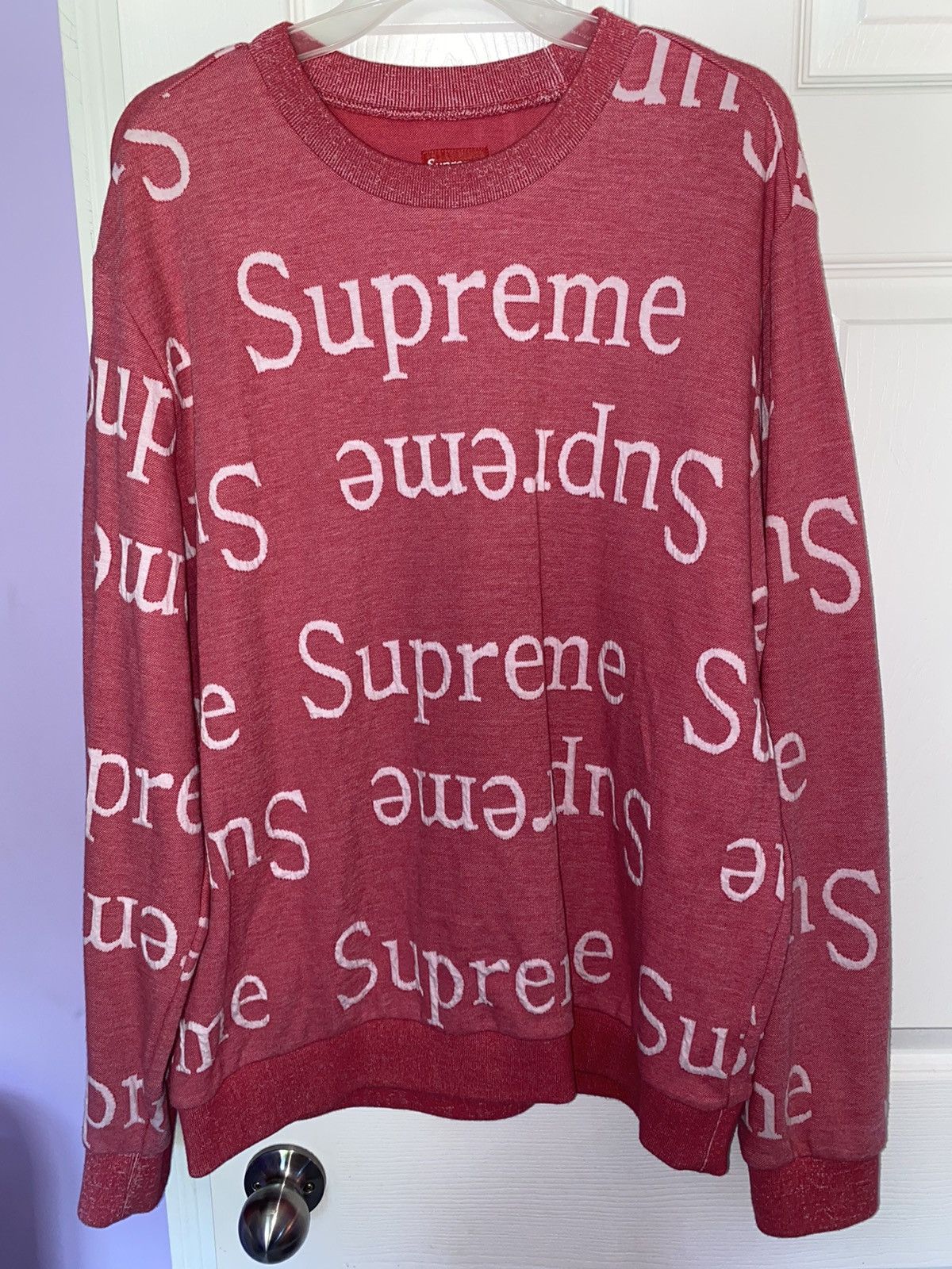 Supreme Jacquard Logo Crewneck | Grailed