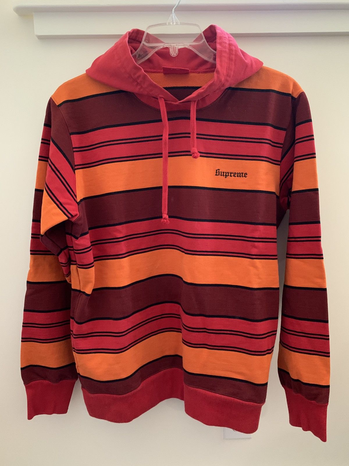 Supreme Striped Hooded Crewneck | Grailed