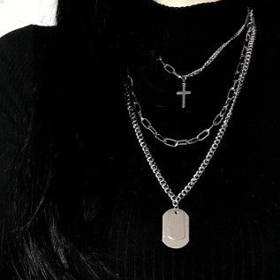 Jewelry Multilayer Grunge Cross Necklace Size ONE SIZE - 2 Thumbnail