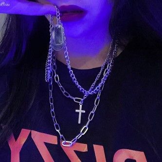 Jewelry Multilayer Grunge Cross Necklace Size ONE SIZE - 1 Thumbnail
