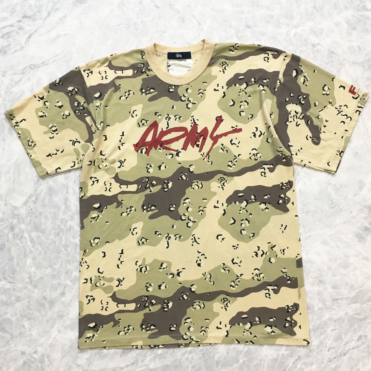 STUSSY FUTURA 2000 DESERT CAMO ARMY LOGO T-SHIRT