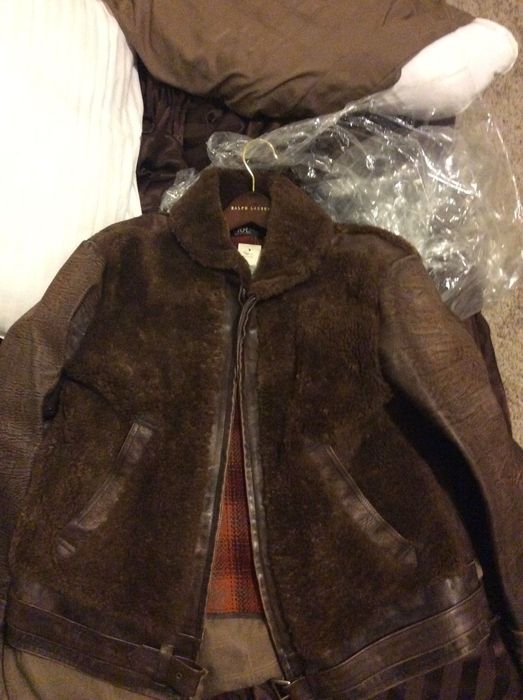 RRL Ralph Lauren Grizzly Shearling-Leather Shawl Jacket Size US XL / EU 56 / 4 - 1 Preview