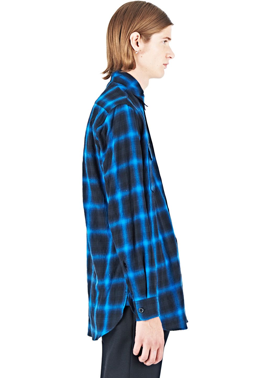 Saint Laurent Paris Oversized Blue and black Tartan Plaid Cotton Flannel Size US M / EU 48-50 / 2 - 2 Thumbnail