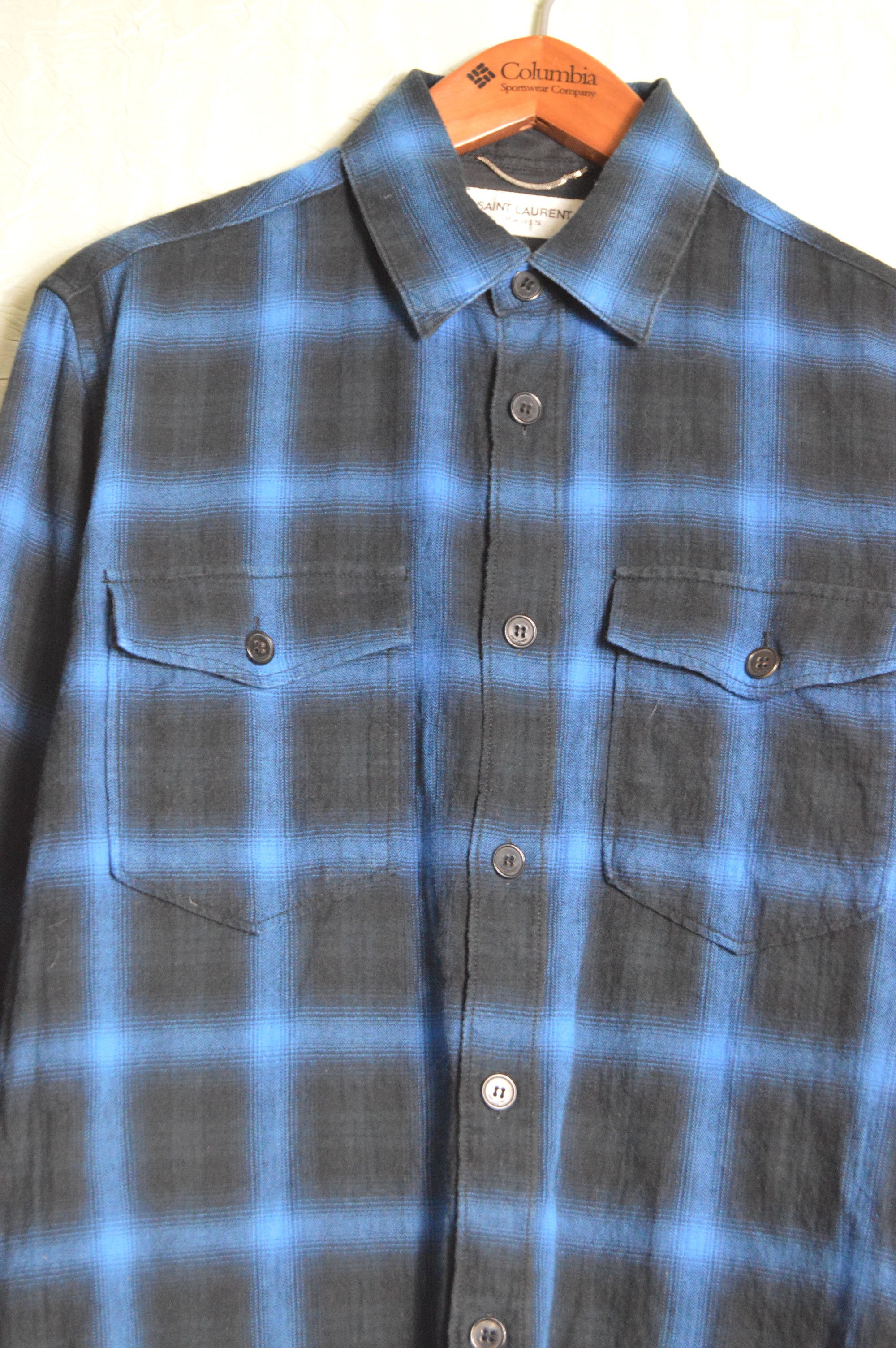 Saint Laurent Paris Oversized Blue and black Tartan Plaid Cotton Flannel Size US M / EU 48-50 / 2 - 4 Thumbnail