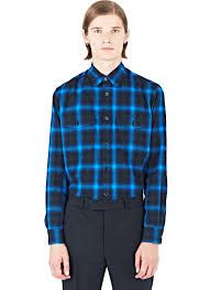 Saint Laurent Paris Oversized Blue and black Tartan Plaid Cotton Flannel Size US M / EU 48-50 / 2 - 10 Thumbnail