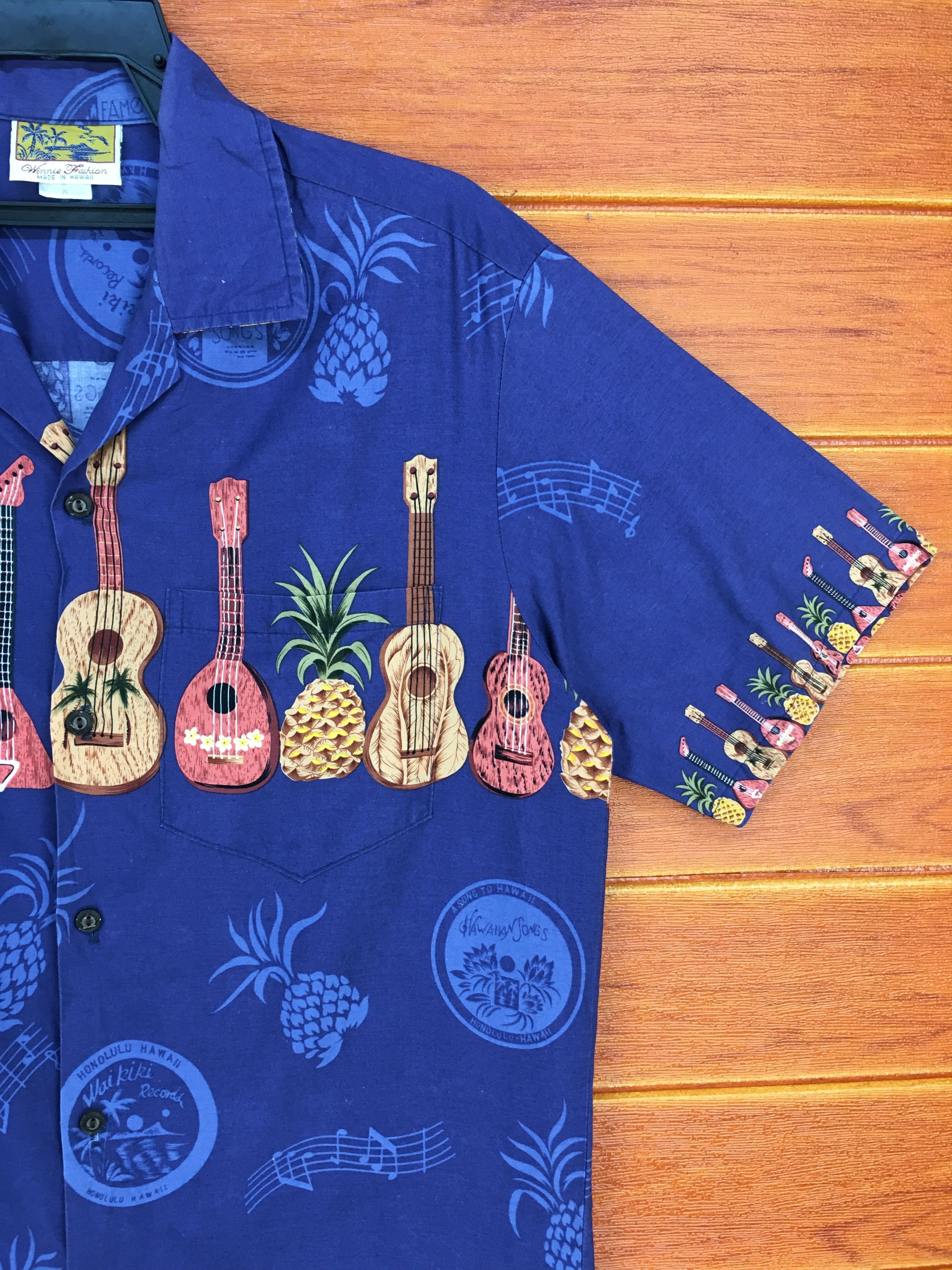 Vintage Vintage Hawaiian WINNIE FASHION Guitars Pineapples Shirt Size US M / EU 48-50 / 2 - 5 Thumbnail