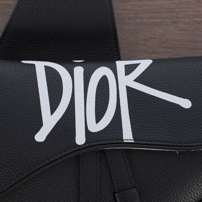 Dior Saddle Bag Black Grained Calfskin w DIOR x SHAWN Signature