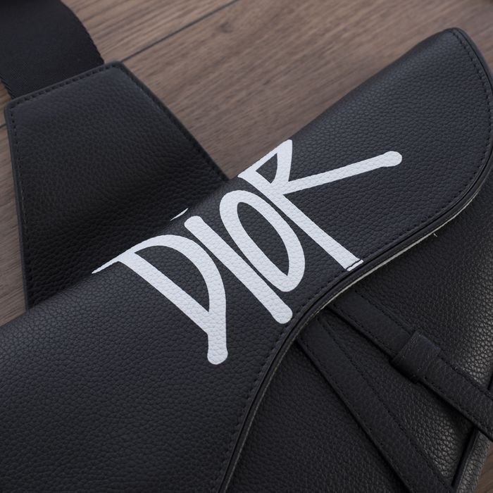 Dior And Shawn Saddle Bag Black in Grained Calfskin with Aluminum - US