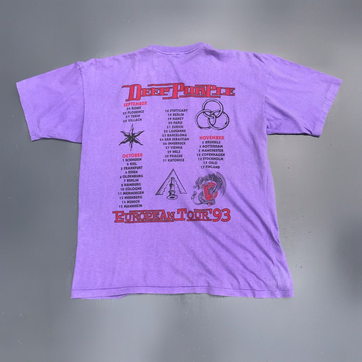 Vintage 1993 Vintage Rare Deep Purple European Tour Concert T-Shirt Size US XL / EU 56 / 4 - 8 Thumbnail