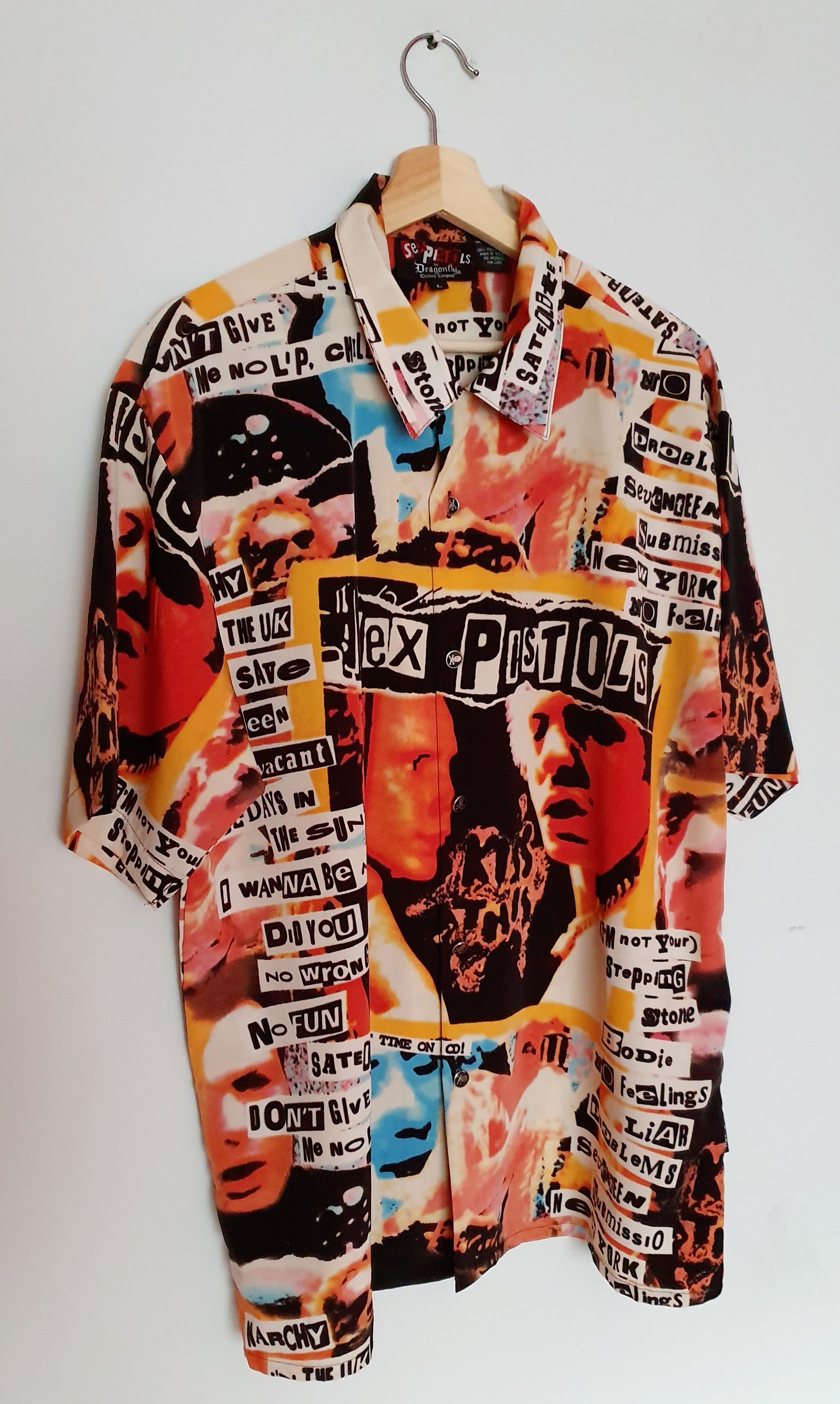 Vintage VTG Sex Pistols All Over Print Short Sleeve Button-up Shirt |  Grailed