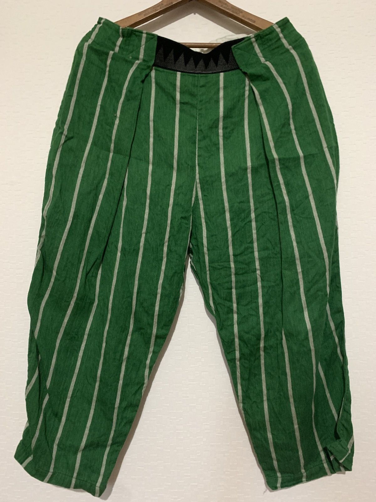 Kapital Kapital Cotton Linen Stipe Easy Beach Pants green size 3 | Grailed