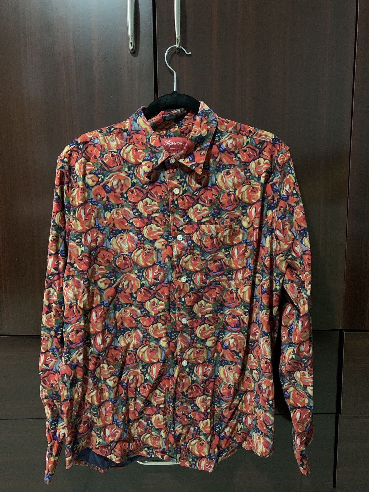 Supreme Supreme Roses Corduroy shirt red size m | Grailed