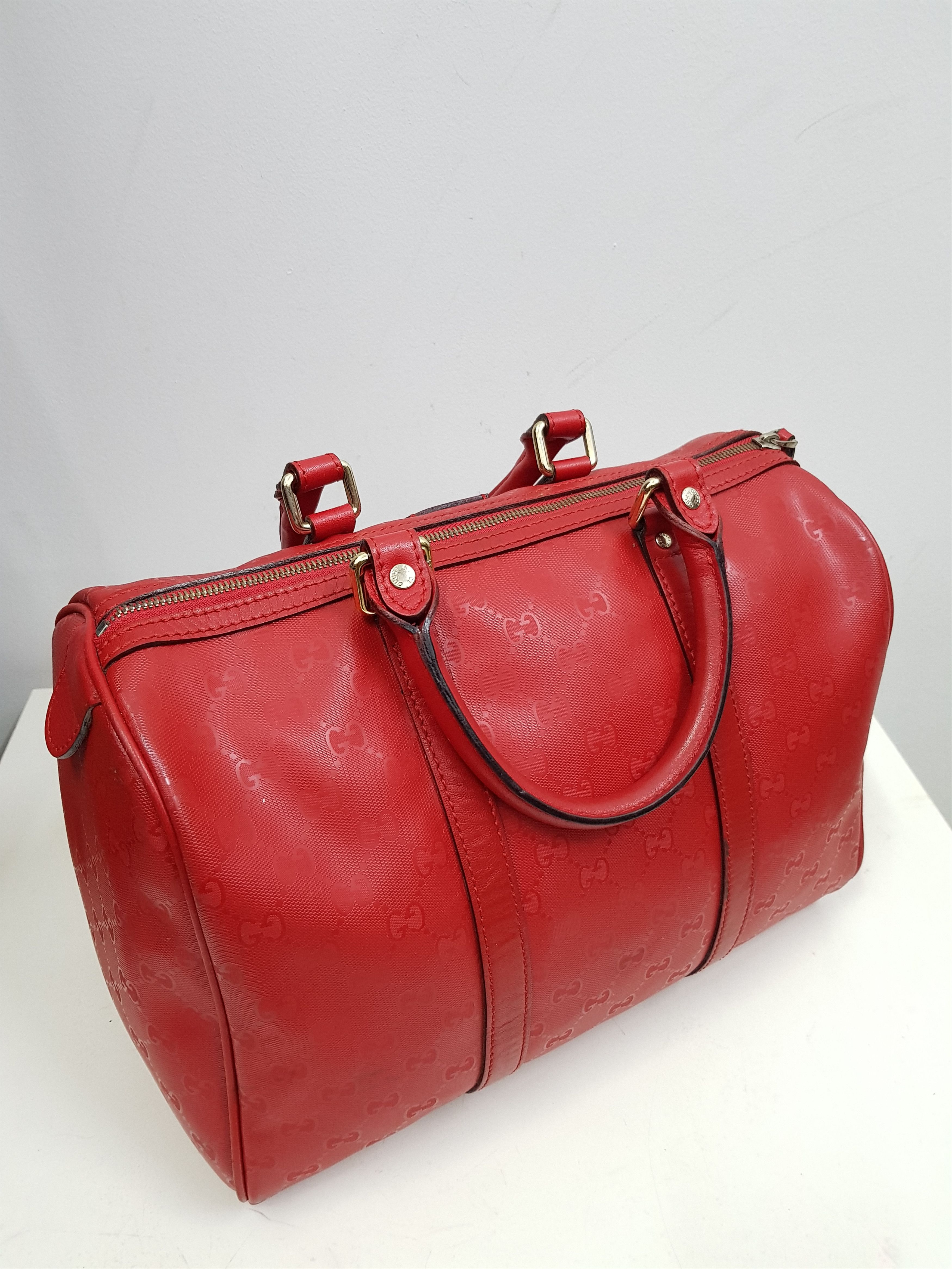 Gucci 🔥Authentic🔥 GUCCI Guccissima Boston Satchel Red Leather GG Size ONE SIZE - 9 Thumbnail