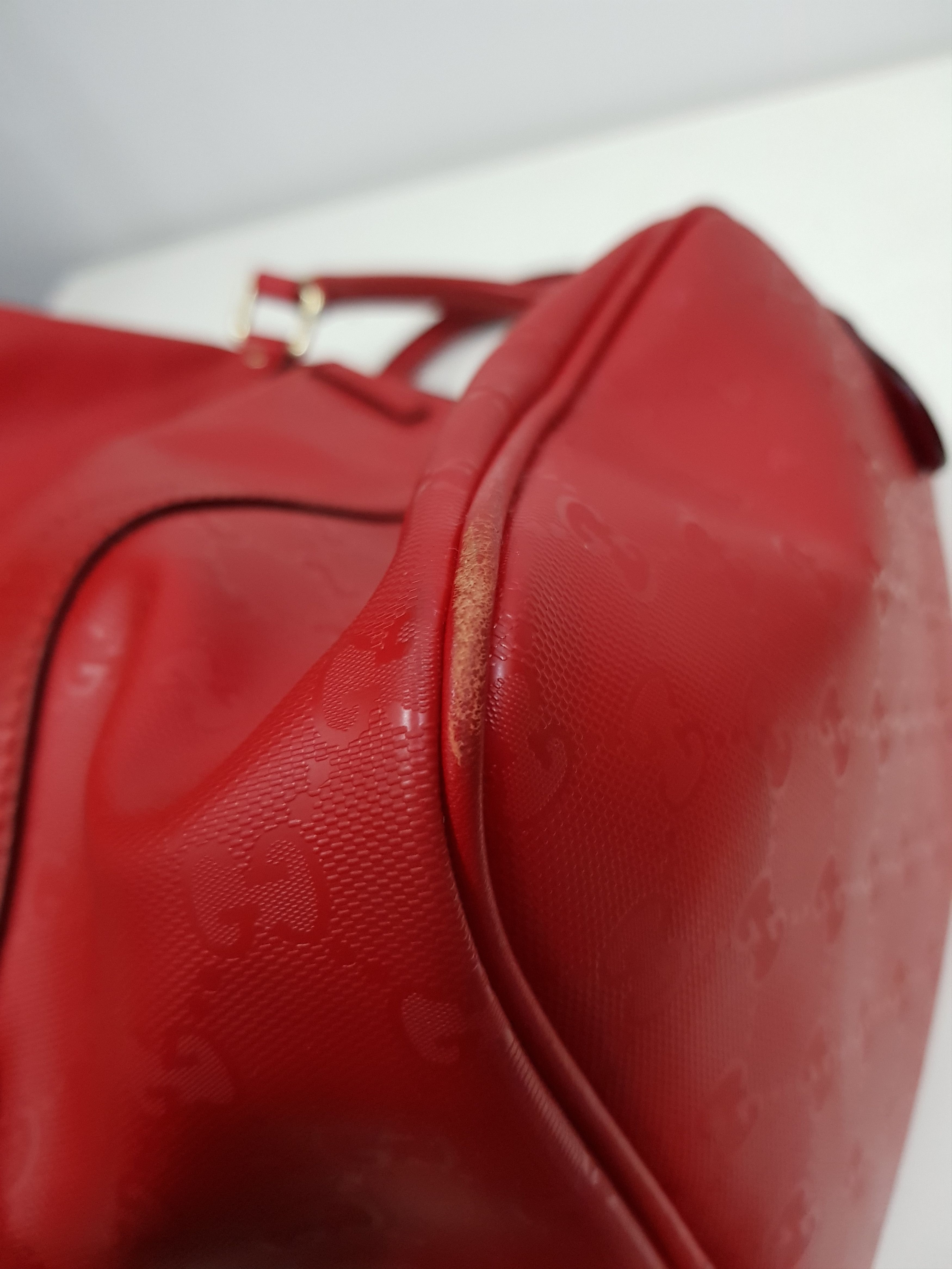 Gucci 🔥Authentic🔥 GUCCI Guccissima Boston Satchel Red Leather GG Size ONE SIZE - 16 Thumbnail