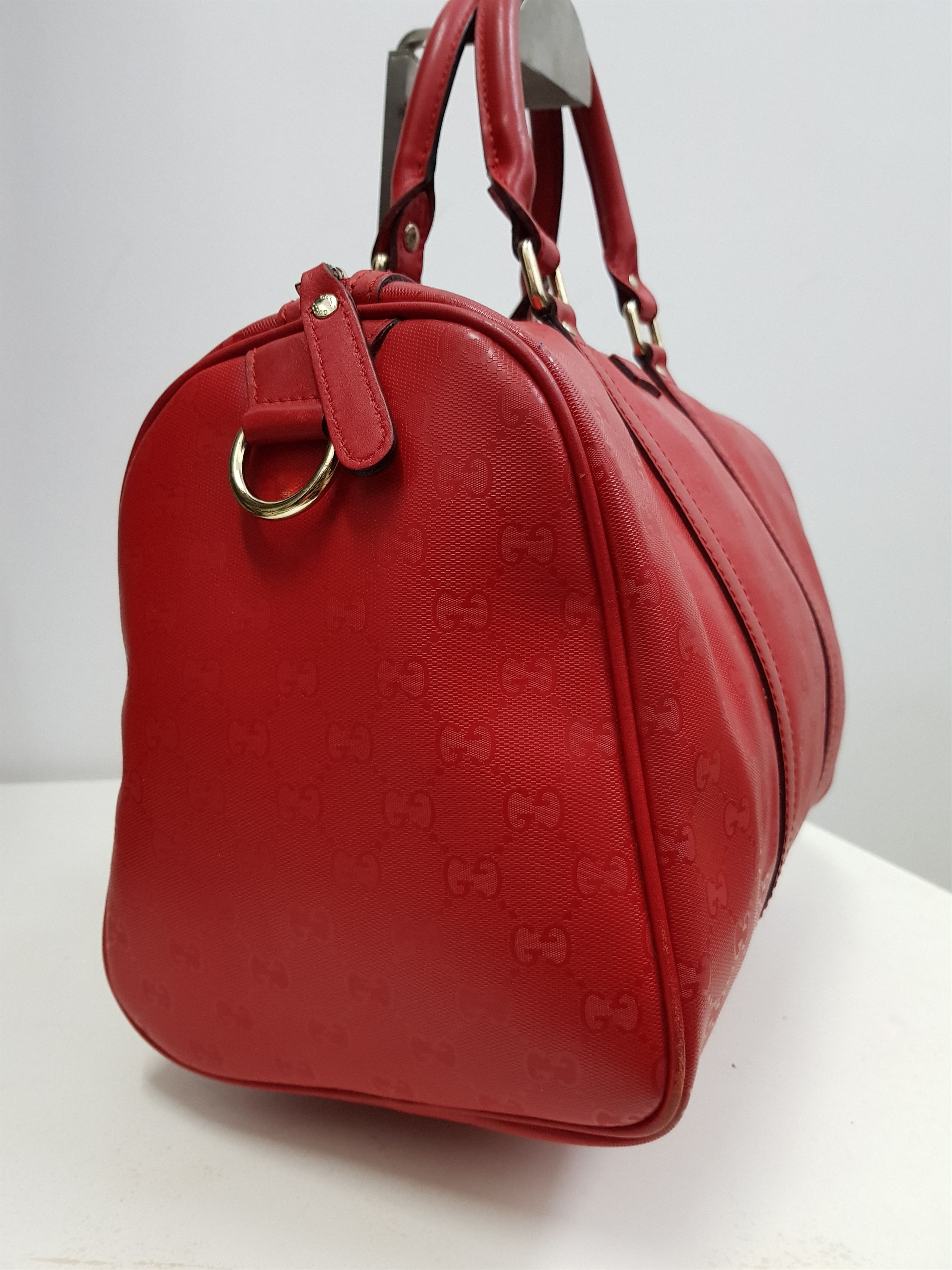 Gucci 🔥Authentic🔥 GUCCI Guccissima Boston Satchel Red Leather GG Size ONE SIZE - 7 Thumbnail