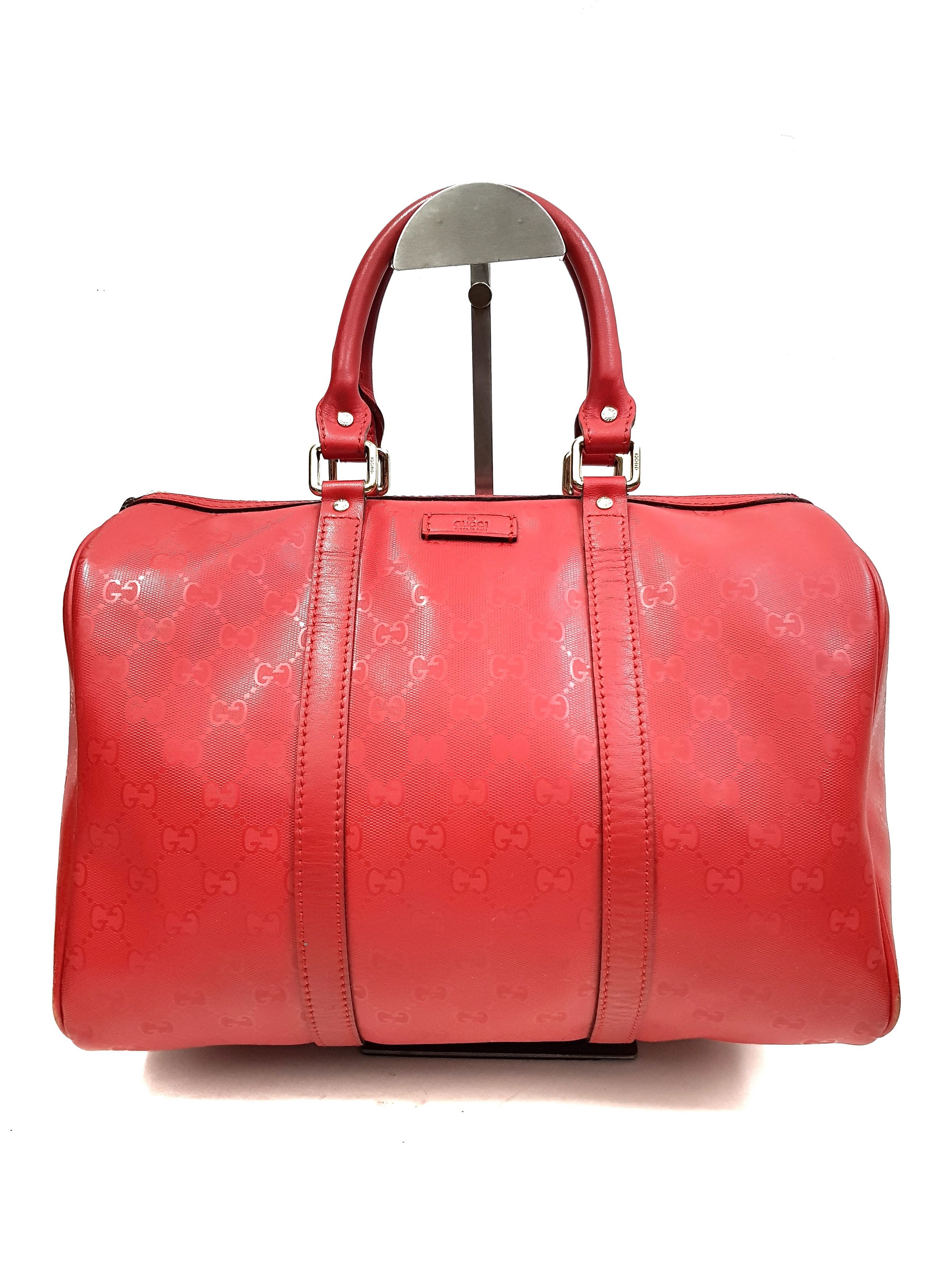 Gucci 🔥Authentic🔥 GUCCI Guccissima Boston Satchel Red Leather GG Size ONE SIZE - 1 Thumbnail