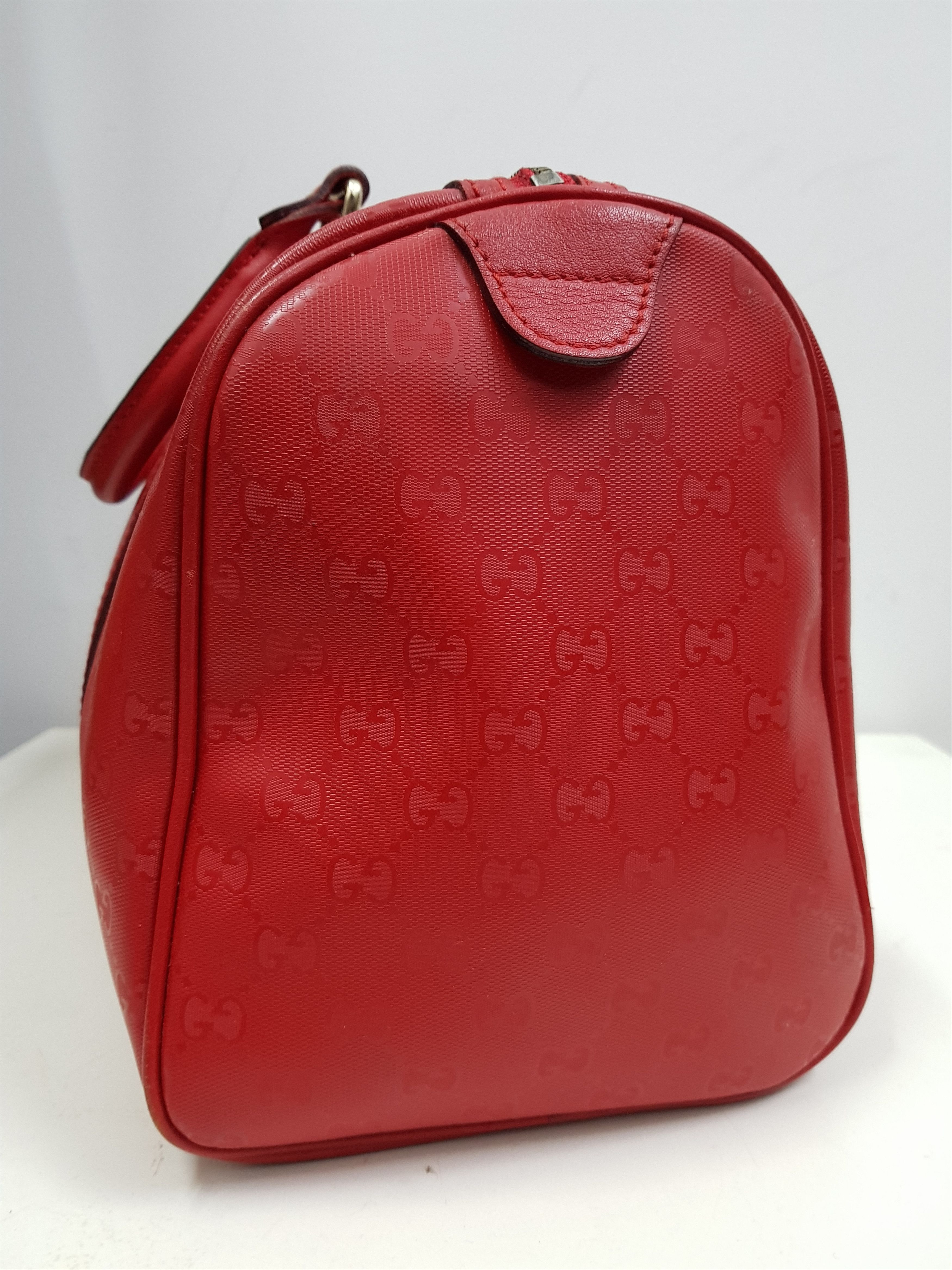 Gucci 🔥Authentic🔥 GUCCI Guccissima Boston Satchel Red Leather GG Size ONE SIZE - 8 Thumbnail