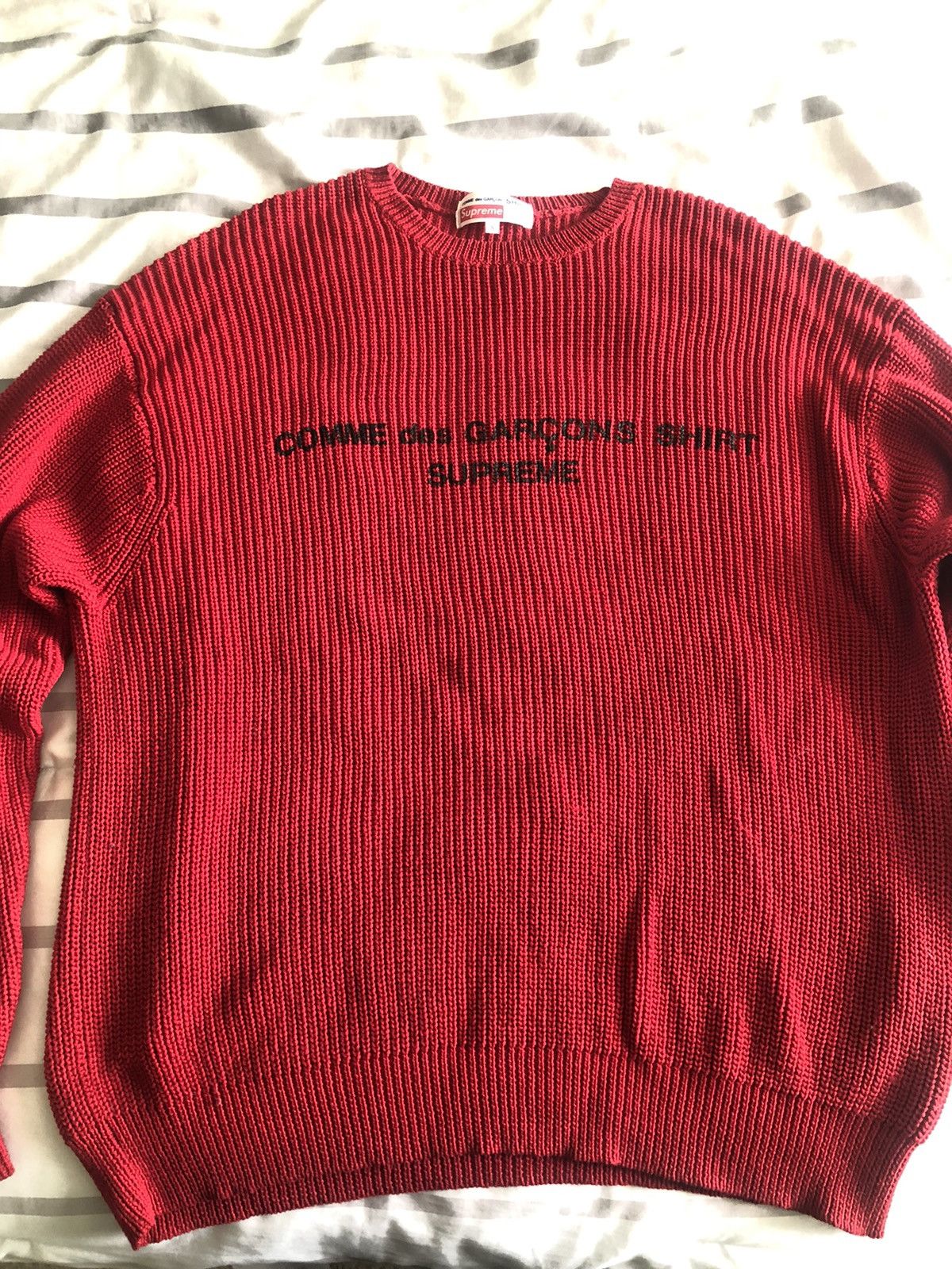 Supreme Supreme x CDG Shirt Crewneck Knit Sweater Red | Grailed