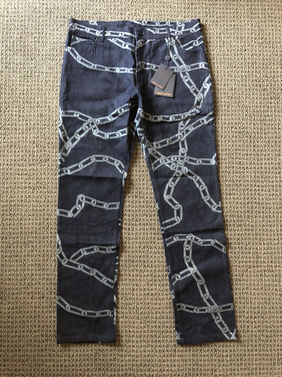 Rarelouis Vuitton LV Patchwork Monogram Denim Jeans Pants 