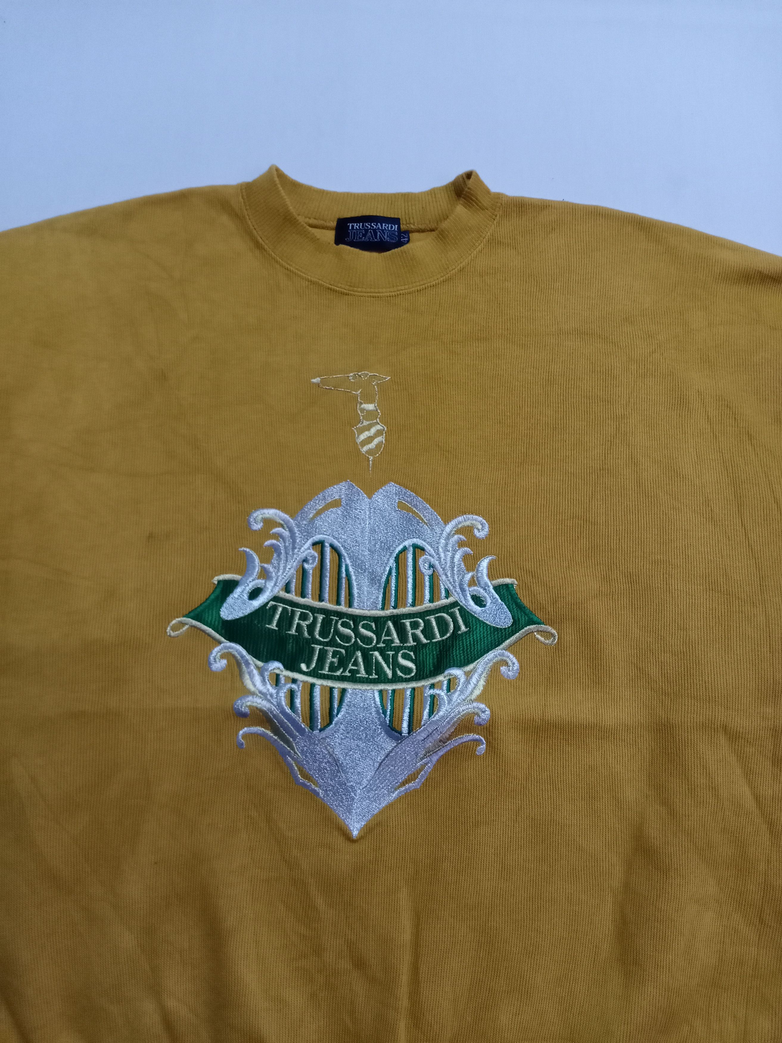 Trussardi × Vintage RARE!! Vintage TRUSSADI Embroidered Logo Sweatshirt Size US XL / EU 56 / 4 - 6 Thumbnail