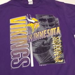 workingclassrebel Vintage Minnesota Vikings NFL Football T Shirt by Garan Made in USA Script and Helmet New with Tags !!