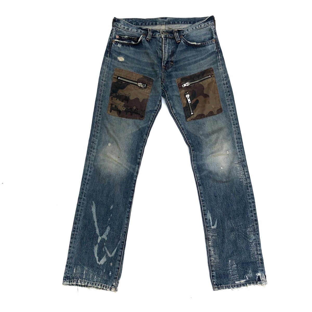 If Six Was Nine 🌟RNA Too Fast To Live Skulls Patchwork Pocket Denim Jeans Size US 30 / EU 46 - 1 Thumbnail
