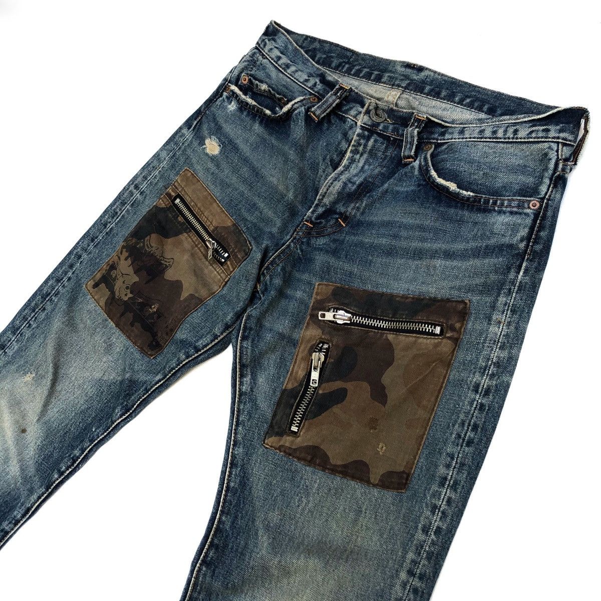 If Six Was Nine 🌟RNA Too Fast To Live Skulls Patchwork Pocket Denim Jeans Size US 30 / EU 46 - 6 Thumbnail